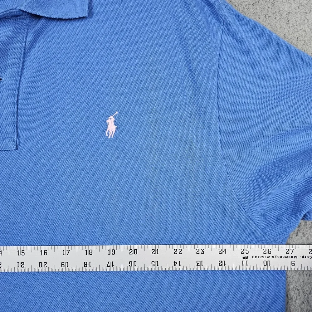 Lot of 2 Polo Ralph Lauren 2XB Big Tall‎ Blue Cotton Pique Polo Shirts
